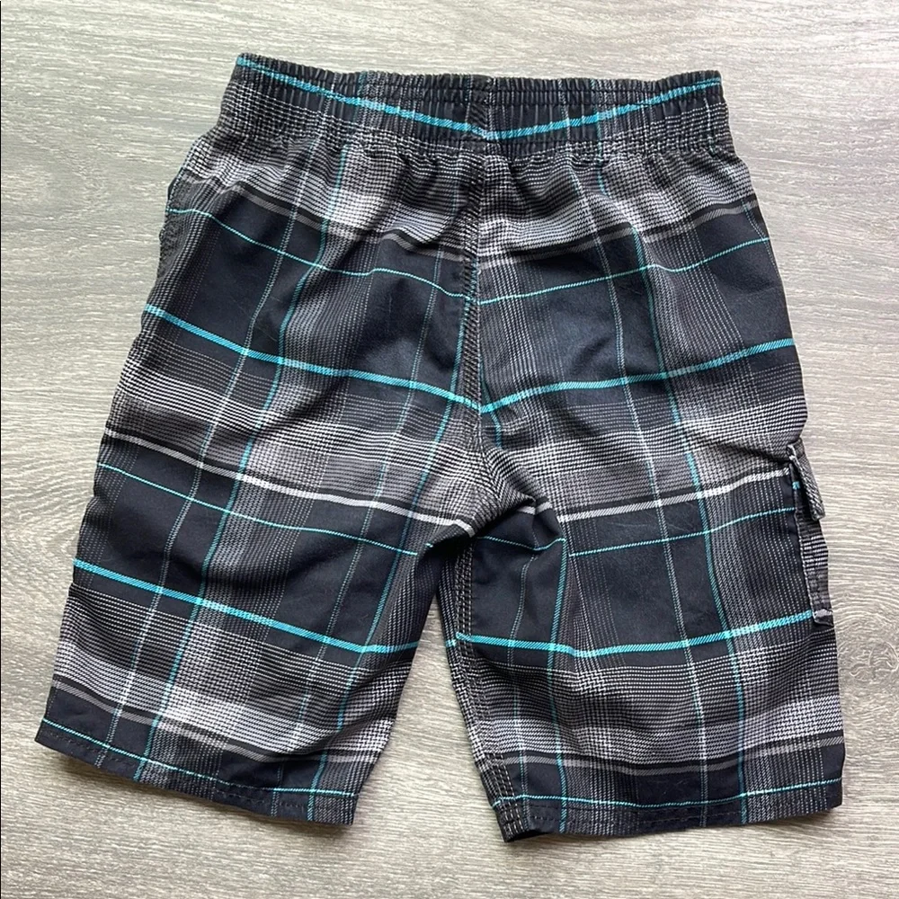 O'Neill Boys Santa Cruz Plaid Boardshorts, black/blue